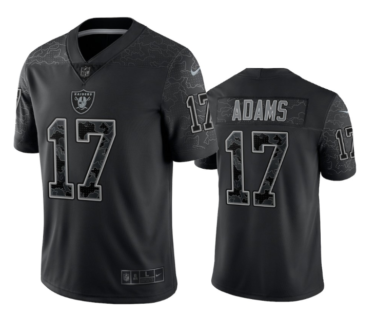 Men's Las Vegas Raiders #17 Davante Adams Black Reflective Limited Stitched Football Jersey Men's Las Vegas Raiders #17 Davante Adams Black Reflective Limited Stitched Football Jersey