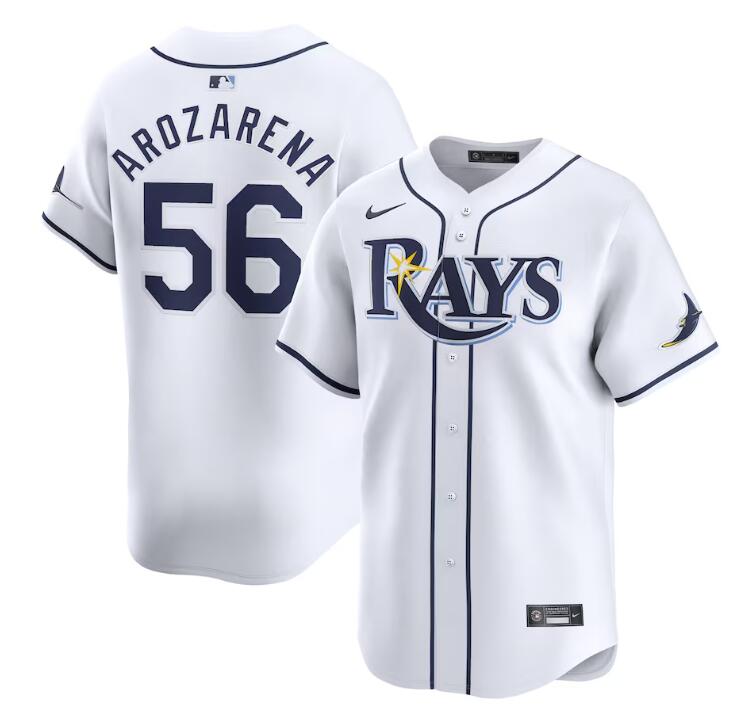 Men's Tampa Bay Rays #56 Randy Arozarena White Home Limited Stitched Baseball Jersey Men's Tampa Bay Rays #56 Randy Arozarena White Home Limited Stitched Baseball Jersey