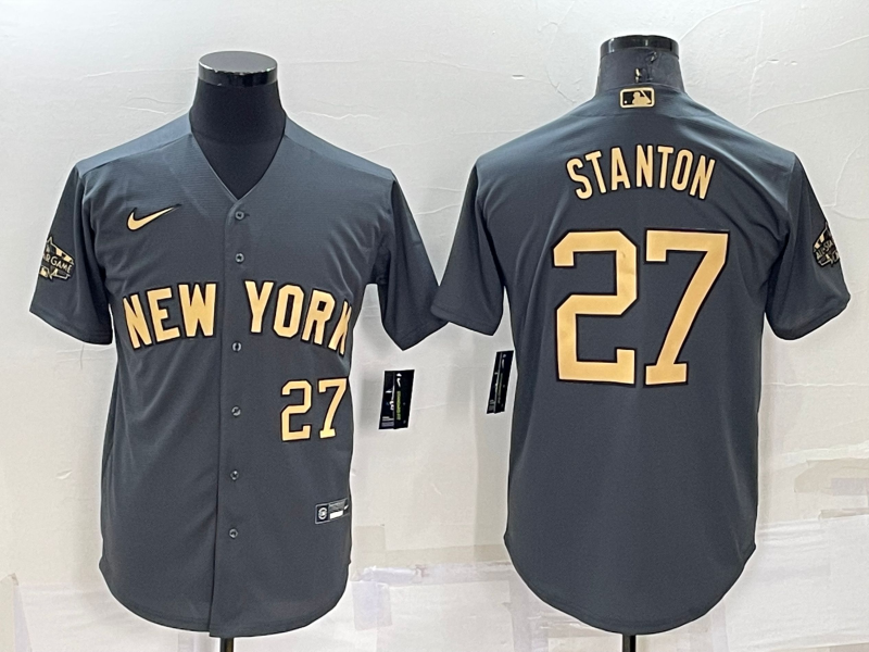 Men's New York Yankees #27 Giancarlo Stanton 2022 All-Star Charcoal Cool Base Stitched Baseball Jersey Men's New York Yankees #27 Giancarlo Stanton 2022 All-Star Charcoal Cool Base Stitched Baseball Jersey