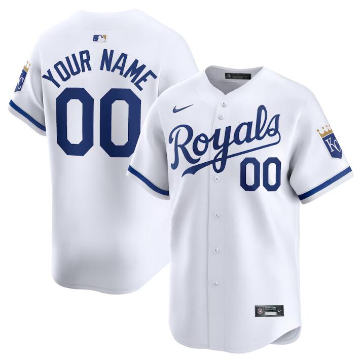 Men's Kansas City Royals Active Player Custom White 2024 Home Limited Stitched Baseball Jersey Men's Kansas City Royals Active Player Custom White 2024 Home Limited Stitched Baseball Jersey