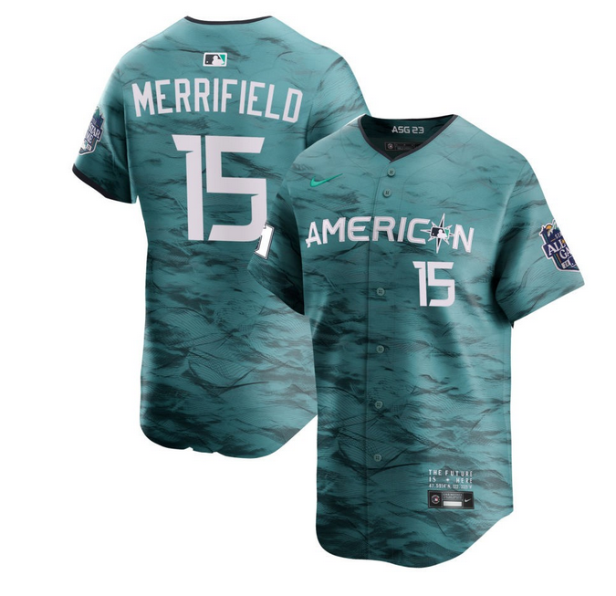 Men's Toronto Blue Jays #15 Whit Merrifield Teal 2023 All-star Cool Base Stitched Jersey Men's Toronto Blue Jays #15 Whit Merrifield Teal 2023 All-star Cool Base Stitched Jersey