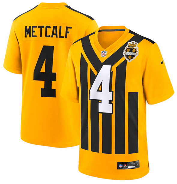 Men's Pittsburgh Steelers #4 DK Metcalf Gold 1933 Throwback Alternate Football Stitched Football Game Jersey Men's Pittsburgh Steelers #4 DK Metcalf Gold 1933 Throwback Alternate Football Stitched Football Game Jersey