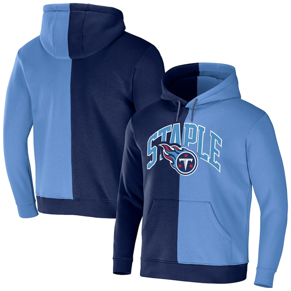Men's Tennessee Titans Navy/Blue Split Logo Pullover Hoodie Men's Tennessee Titans Navy/Blue Split Logo Pullover Hoodie
