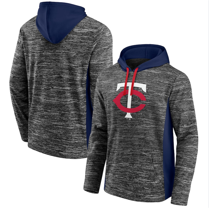 Men's Minnesota Twins Gray Navy Instant Replay Color Block Pullover Hoodie Men's Minnesota Twins Gray Navy Instant Replay Color Block Pullover Hoodie