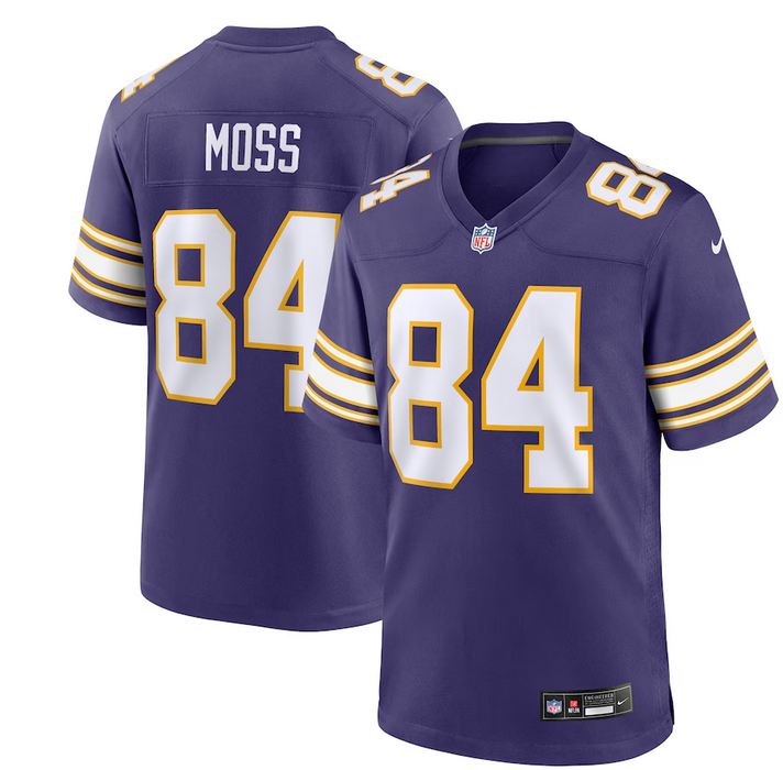 Men's Minnesota Vikings #84 Randy Moss Purple 2023 Stitched Game Jersey Men's Minnesota Vikings #84 Randy Moss Purple 2023 Stitched Game Jersey
