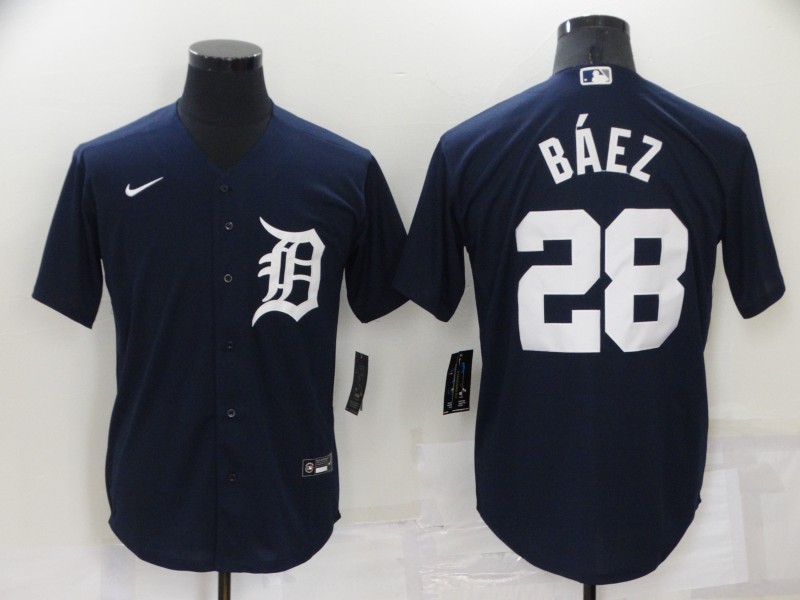 Men's Detroit Tigers #28 Javier Báez Navy Cool Base Stitched Jersey Men's Detroit Tigers #28 Javier Báez Navy Cool Base Stitched Jersey