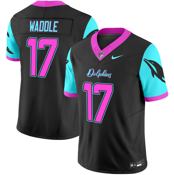 Men's Miami Dolphins #17 Jaylen Waddle Black F.U.S.E. 
