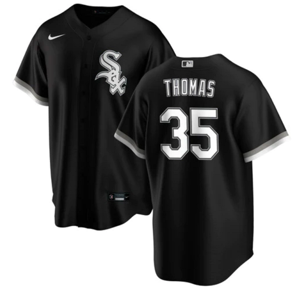 Men's Chicago White Sox #35 Frank Thomas Black Cool Base Stitched Jersey Men's Chicago White Sox #35 Frank Thomas Black Cool Base Stitched Jersey