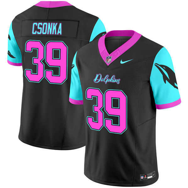 Men's Miami Dolphins #39 Larry Csonka Black F.U.S.E. 