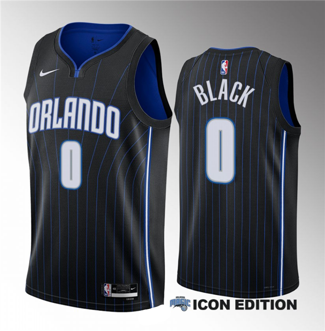 Men's Orlando Magic #0 Anthony Black Black 2023 Draft Icon Edition Stitched Basketball Jersey Men's Orlando Magic #0 Anthony Black Black 2023 Draft Icon Edition Stitched Basketball Jersey