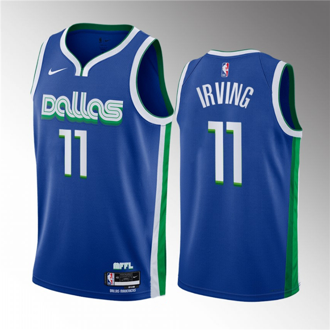 Men's Dallas Mavericks #11 Kyrie Irving Blue 2022/23 City Edition Stitched Basketball Jersey Men's Dallas Mavericks #11 Kyrie Irving Blue 2022/23 City Edition Stitched Basketball Jersey