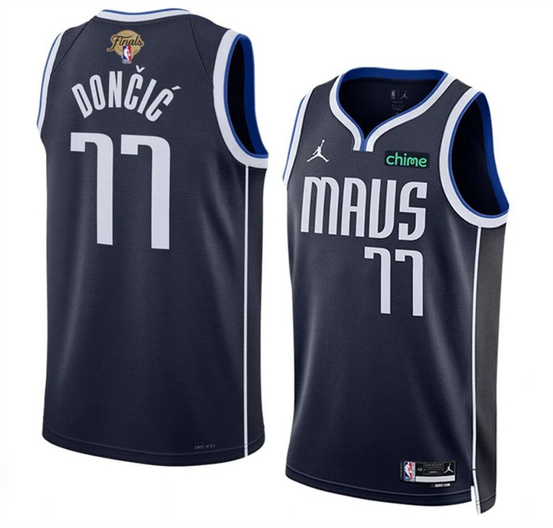 Men's Dallas Mavericks #77 Luka Doncic Navy 2024 Finals Statement Edition Stitched Basketball Jersey Men's Dallas Mavericks #77 Luka Doncic Navy 2024 Finals Statement Edition Stitched Basketball Jersey