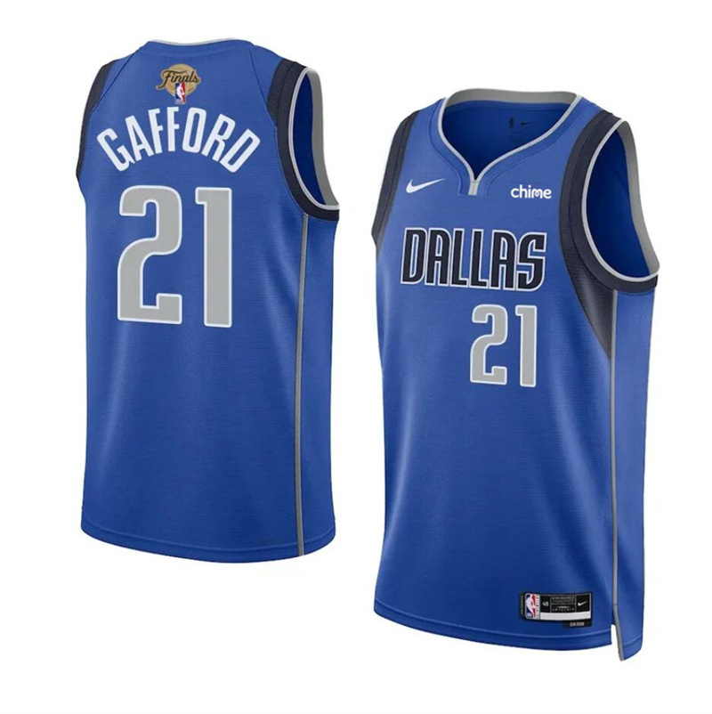 Men's Dallas Mavericks #21 Daniel Gafford Blue 2024 Finals Icon Edition Stitched Basketball Jersey Men's Dallas Mavericks #21 Daniel Gafford Blue 2024 Finals Icon Edition Stitched Basketball Jersey