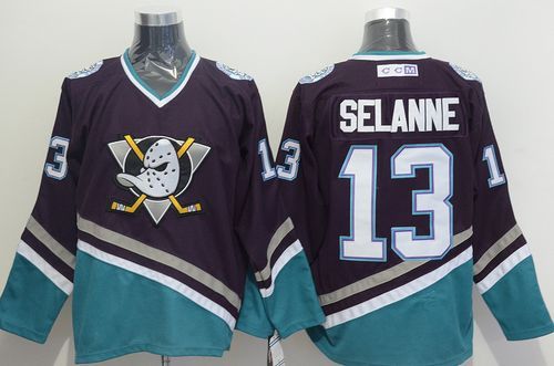 Ducks #13 Teemu Selanne Purple/Turquoise CCM Throwback Stitched NHL Jersey Ducks #13 Teemu Selanne Purple/Turquoise CCM Throwback Stitched NHL Jersey