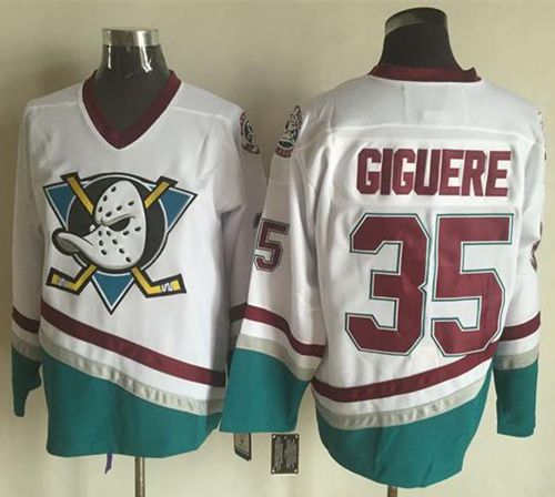 Ducks #35 Jean-Sebastien Giguere White CCM Throwback Stitched NHL Jersey Ducks #35 Jean-Sebastien Giguere White CCM Throwback Stitched NHL Jersey