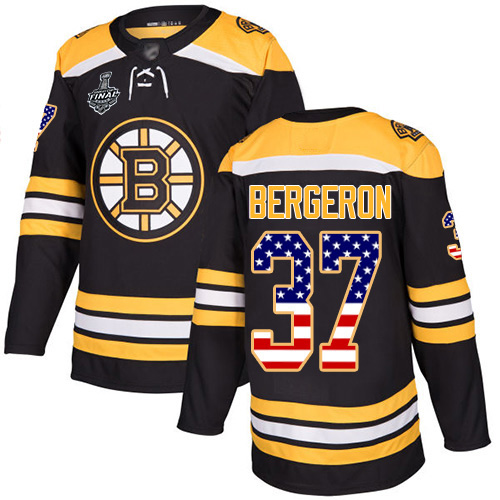 Adidas Bruins #37 Patrice Bergeron Black Home Authentic USA Flag Stanley Cup Final Bound Stitched NHL Jersey Adidas Bruins #37 Patrice Bergeron Black Home Authentic USA Flag Stanley Cup Final Bound Stitched NHL Jersey