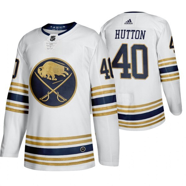 Buffalo Sabres #40 Carter Hutton White 50th Anniversary Third 2019-20 Jersey Buffalo Sabres #40 Carter Hutton White 50th Anniversary Third 2019-20 Jersey