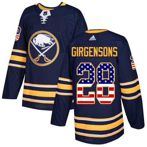 Adidas Sabres #28 Zemgus Girgensons Navy Blue Home Authentic USA Flag Stitched NHL Jersey Adidas Sabres #28 Zemgus Girgensons Navy Blue Home Authentic USA Flag Stitched NHL Jersey