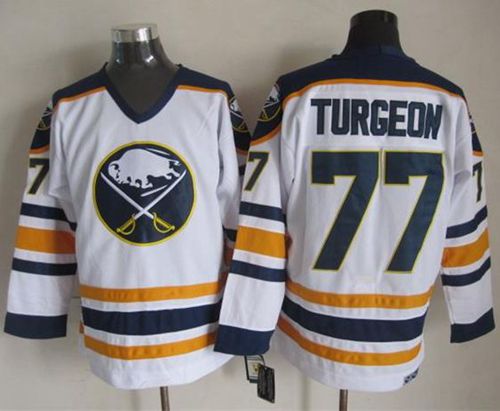 Sabres #77 Pierre Turgeon White CCM Throwback Stitched NHL Jersey Sabres #77 Pierre Turgeon White CCM Throwback Stitched NHL Jersey