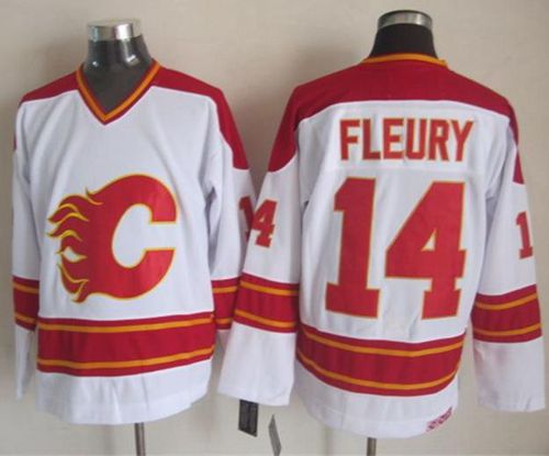 Flames #14 Theoren Fleury White CCM Throwback Stitched NHL Jersey Flames #14 Theoren Fleury White CCM Throwback Stitched NHL Jersey
