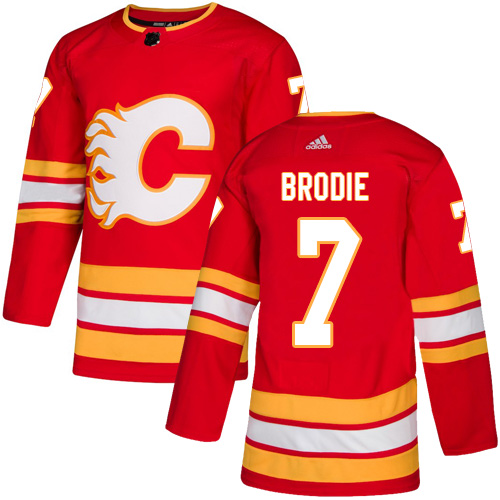 Adidas Flames #7 TJ Brodie Red Alternate Authentic Stitched NHL Jersey Adidas Flames #7 TJ Brodie Red Alternate Authentic Stitched NHL Jersey