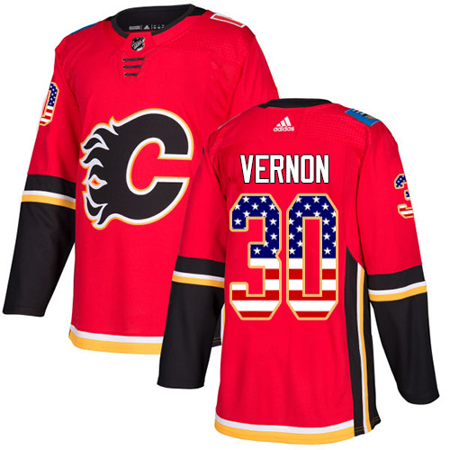 Adidas Flames #30 Mike Vernon Red Home Authentic USA Flag Stitched NHL Jersey Adidas Flames #30 Mike Vernon Red Home Authentic USA Flag Stitched NHL Jersey