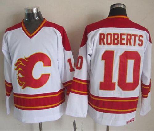 Flames #10 Gary Roberts White CCM Throwback Stitched NHL Jersey Flames #10 Gary Roberts White CCM Throwback Stitched NHL Jersey