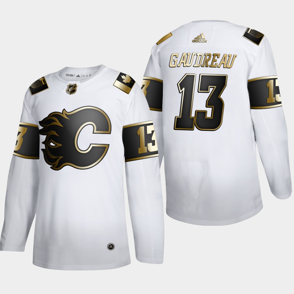 Calgary Flames #13 Johnny Gaudreau Men's Adidas White Golden Edition Limited Stitched NHL Jersey Calgary Flames #13 Johnny Gaudreau Men's Adidas White Golden Edition Limited Stitched NHL Jersey