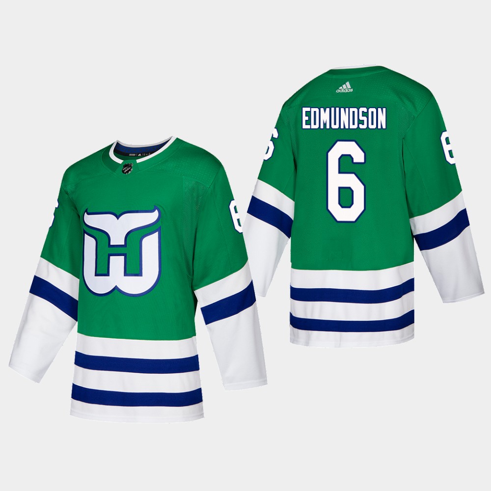 Hartford Whalers #6 Joel Edmundson Adidas 2019-20 Heritage Authentic Player NHL Jersey Green Hartford Whalers #6 Joel Edmundson Adidas 2019-20 Heritage Authentic Player NHL Jersey Green
