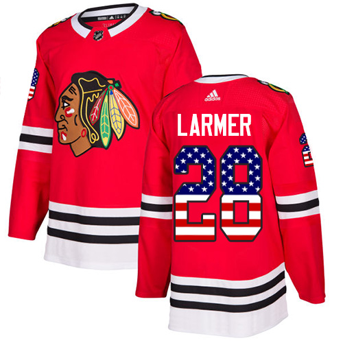 Adidas Blackhawks #28 Steve Larmer Red Home Authentic USA Flag Stitched NHL Jersey Adidas Blackhawks #28 Steve Larmer Red Home Authentic USA Flag Stitched NHL Jersey
