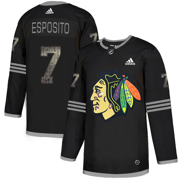 Adidas Blackhawks #7 Tony Esposito Black Authentic Classic Stitched NHL Jersey Adidas Blackhawks #7 Tony Esposito Black Authentic Classic Stitched NHL Jersey