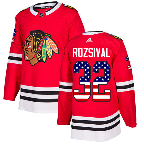 Adidas Blackhawks #32 Michal Rozsival Red Home Authentic USA Flag Stitched NHL Jersey Adidas Blackhawks #32 Michal Rozsival Red Home Authentic USA Flag Stitched NHL Jersey