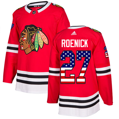 Adidas Blackhawks #27 Jeremy Roenick Red Home Authentic USA Flag Stitched NHL Jersey Adidas Blackhawks #27 Jeremy Roenick Red Home Authentic USA Flag Stitched NHL Jersey