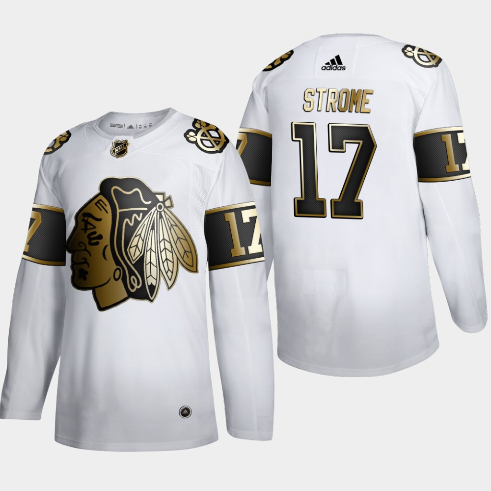 Chicago Blackhawks #17 Dylan Strome Men's Adidas White Golden Edition Limited Stitched NHL Jersey Chicago Blackhawks #17 Dylan Strome Men's Adidas White Golden Edition Limited Stitched NHL Jersey