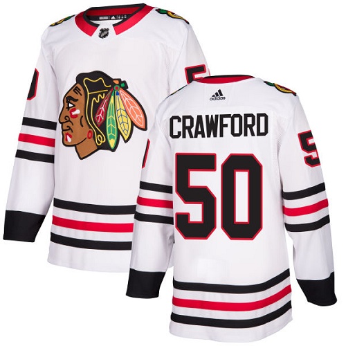 Adidas Blackhawks #50 Corey Crawford White Road Authentic Stitched NHL Jersey Adidas Blackhawks #50 Corey Crawford White Road Authentic Stitched NHL Jersey