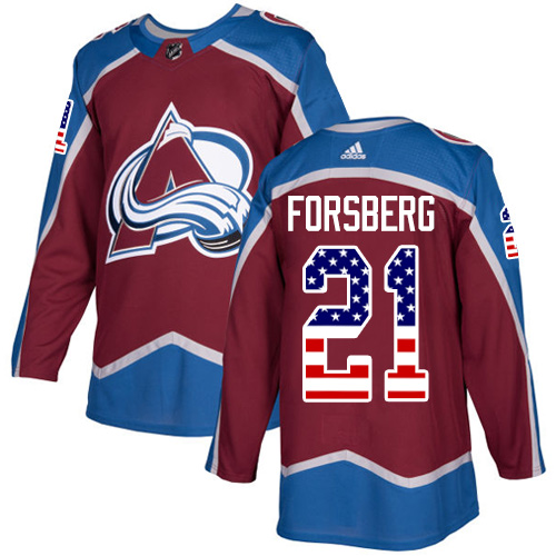Adidas Avalanche #21 Peter Forsberg Burgundy Home Authentic USA Flag Stitched NHL Jersey Adidas Avalanche #21 Peter Forsberg Burgundy Home Authentic USA Flag Stitched NHL Jersey