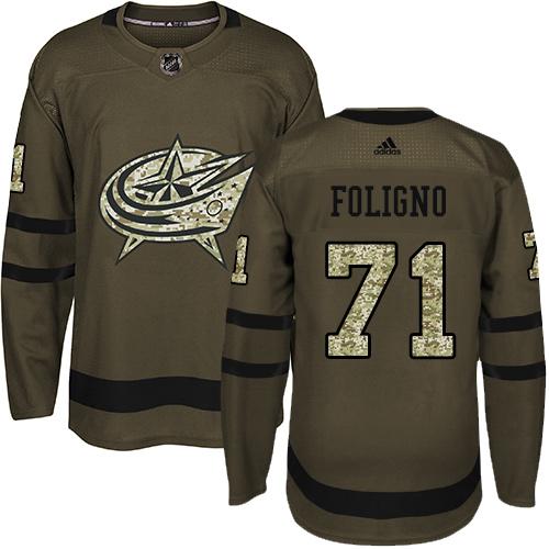 Adidas Blue Jackets #71 Nick Foligno Green Salute to Service Stitched NHL Jersey Adidas Blue Jackets #71 Nick Foligno Green Salute to Service Stitched NHL Jersey
