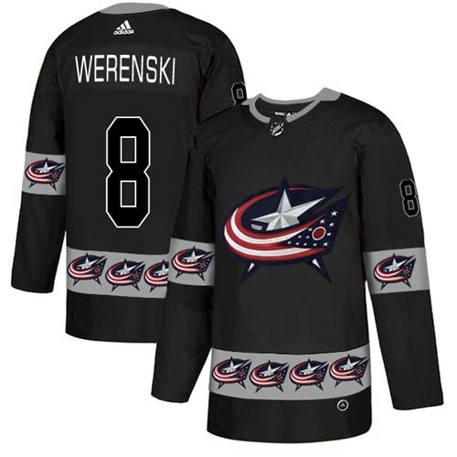 Adidas Blue Jackets #8 Zach Werenski Black Authentic Team Logo Fashion Stitched NHL Jersey Adidas Blue Jackets #8 Zach Werenski Black Authentic Team Logo Fashion Stitched NHL Jersey