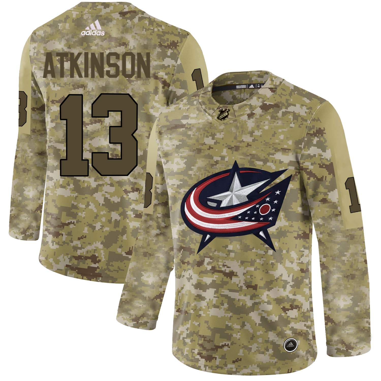 Adidas Blue Jackets #13 Cam Atkinson Camo Authentic Stitched NHL Jersey Adidas Blue Jackets #13 Cam Atkinson Camo Authentic Stitched NHL Jersey