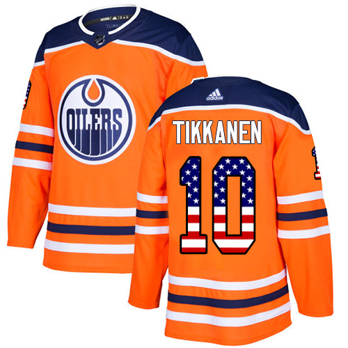 Adidas Oilers #10 Esa Tikkanen Orange Home Authentic USA Flag Stitched NHL Jersey Adidas Oilers #10 Esa Tikkanen Orange Home Authentic USA Flag Stitched NHL Jersey
