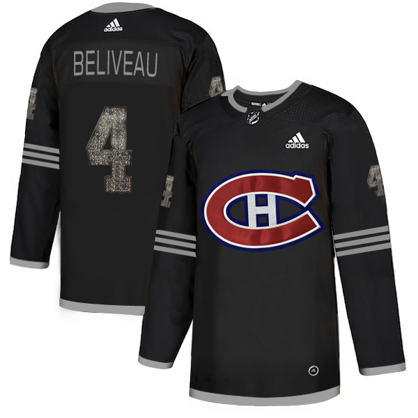 Adidas Canadiens #4 Jean Beliveau Black Authentic Classic Stitched NHL Jersey Adidas Canadiens #4 Jean Beliveau Black Authentic Classic Stitched NHL Jersey