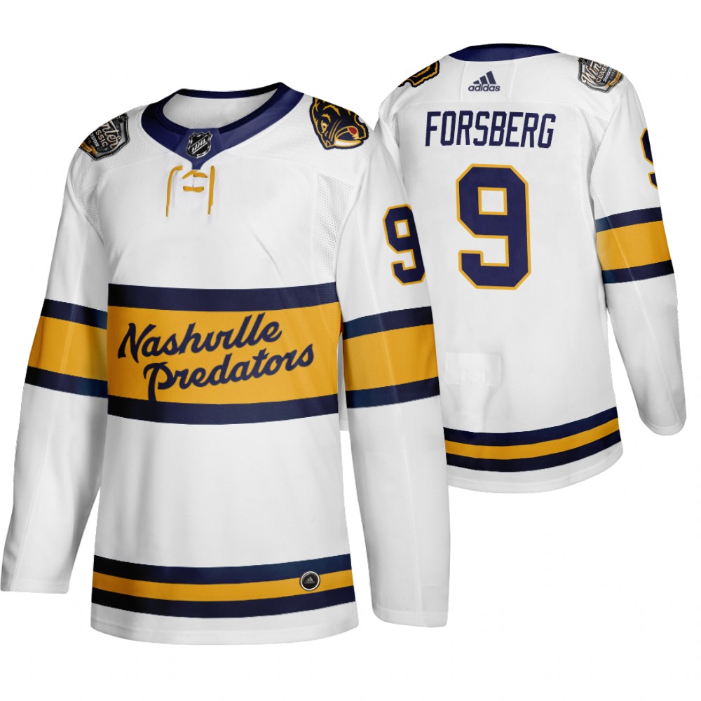 Adidas Predators #9 Filip Forsberg Men's White 2020 Winter Classic Retro Authentic NHL Jersey Adidas Predators #9 Filip Forsberg Men's White 2020 Winter Classic Retro Authentic NHL Jersey