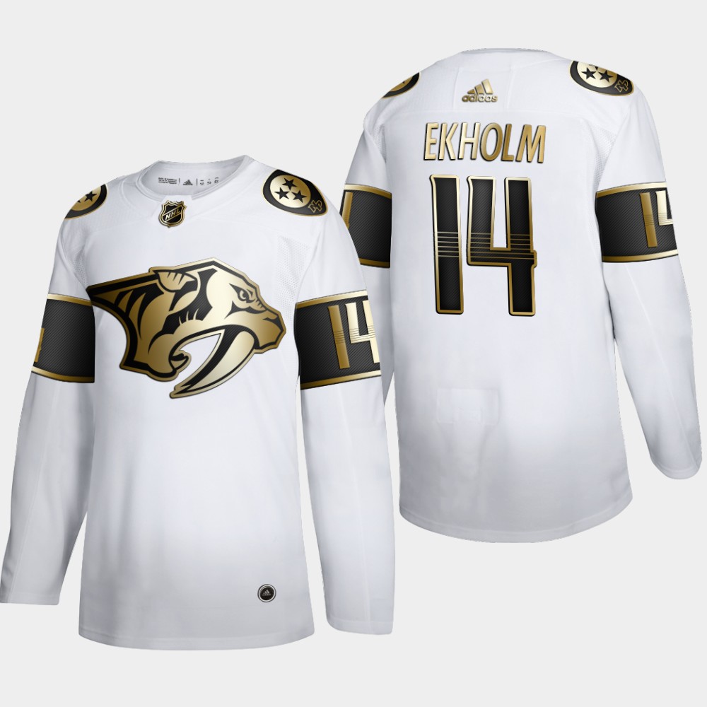 Nashville Predators #14 Mattias Ekholm Men's Adidas White Golden Edition Limited Stitched NHL Jersey Nashville Predators #14 Mattias Ekholm Men's Adidas White Golden Edition Limited Stitched NHL Jersey