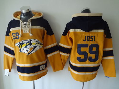 Predators #59 Roman Josi Yellow Sawyer Hooded Sweatshirt Stitched NHL Jersey Predators #59 Roman Josi Yellow Sawyer Hooded Sweatshirt Stitched NHL Jersey