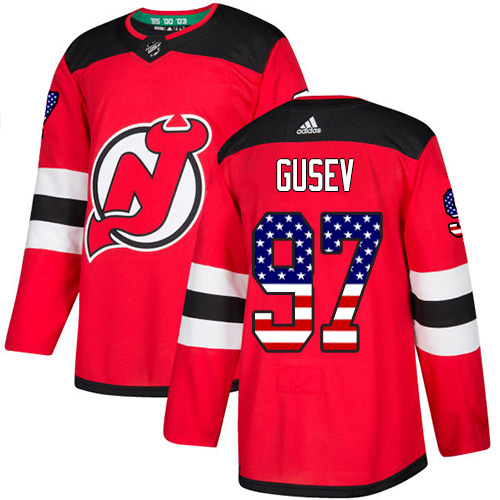 Adidas Devils #97 Nikita Gusev Red Home Authentic USA Flag Stitched NHL Jersey Adidas Devils #97 Nikita Gusev Red Home Authentic USA Flag Stitched NHL Jersey