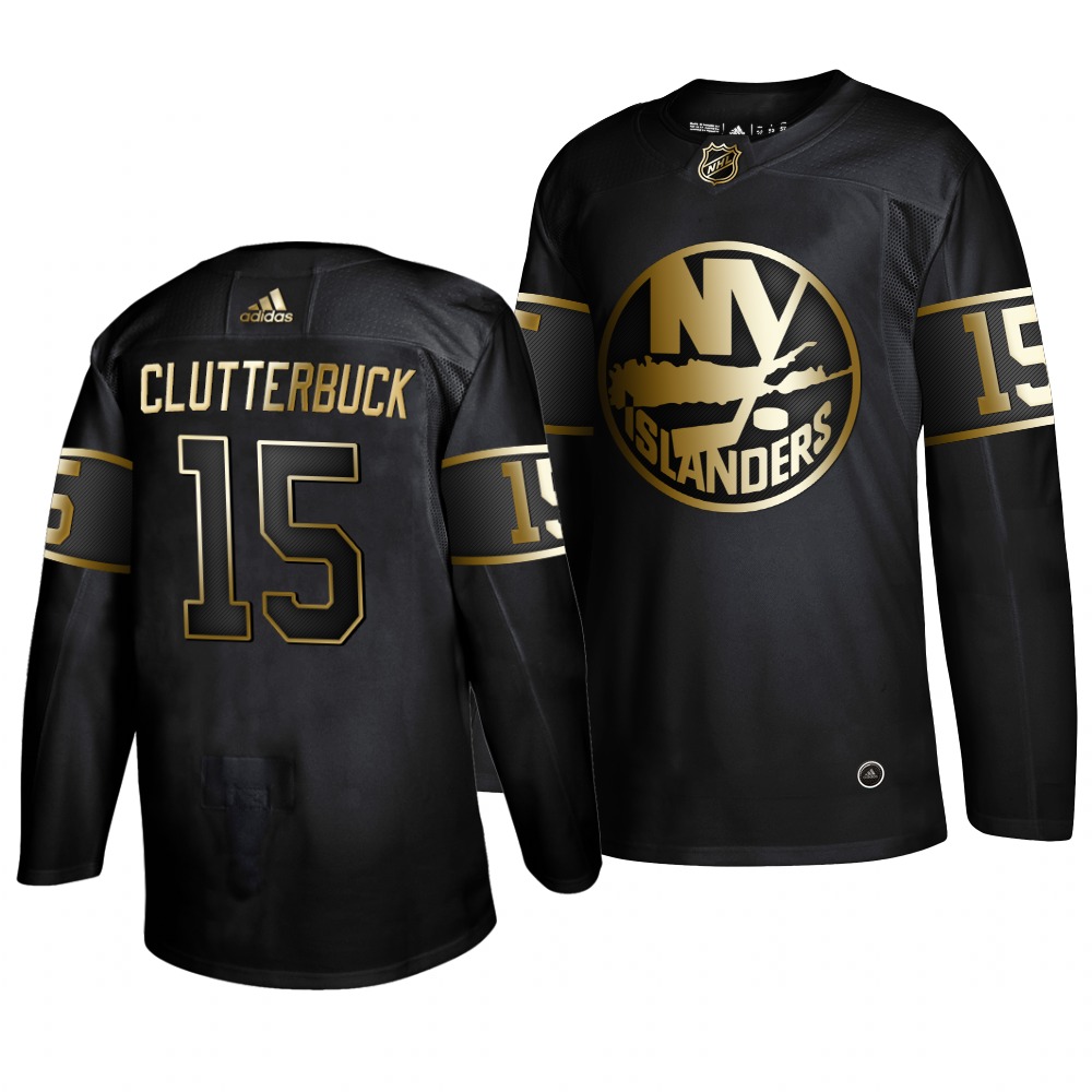 Adidas Islanders #15 Cal Clutterbuck Men's 2019 Black Golden Edition Authentic Stitched NHL Jersey Adidas Islanders #15 Cal Clutterbuck Men's 2019 Black Golden Edition Authentic Stitched NHL Jersey