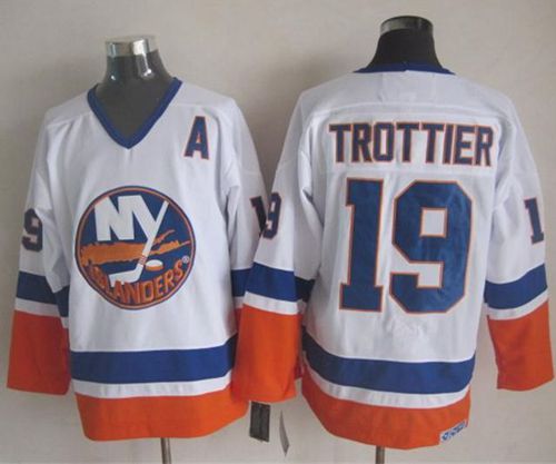 Islanders #19 Bryan Trottier White CCM Throwback Stitched NHL Jersey Islanders #19 Bryan Trottier White CCM Throwback Stitched NHL Jersey