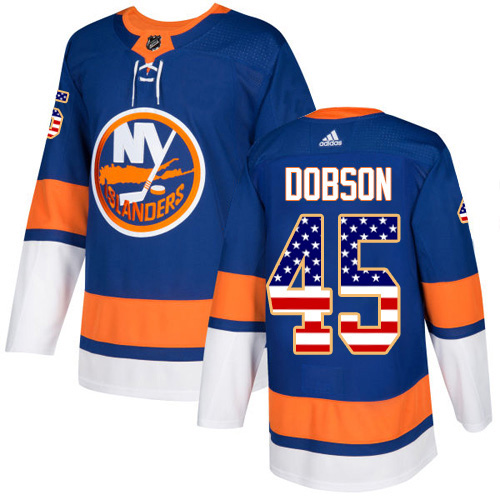 Adidas Islanders #45 Noah Dobson Royal Blue Home Authentic USA Flag Stitched NHL Jersey Adidas Islanders #45 Noah Dobson Royal Blue Home Authentic USA Flag Stitched NHL Jersey