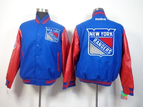 New York Rangers Satin Button-Up Blue NHL Jacket New York Rangers Satin Button-Up Blue NHL Jacket