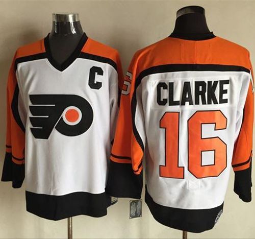 Flyers #16 Bobby Clarke White/Black CCM Throwback Stitched NHL Jersey Flyers #16 Bobby Clarke White/Black CCM Throwback Stitched NHL Jersey